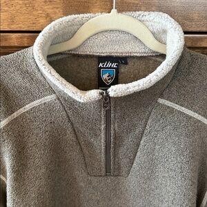 KUHL Men's L Taupe Quarter Zip-Up Sherpa Pullover Large NWOT